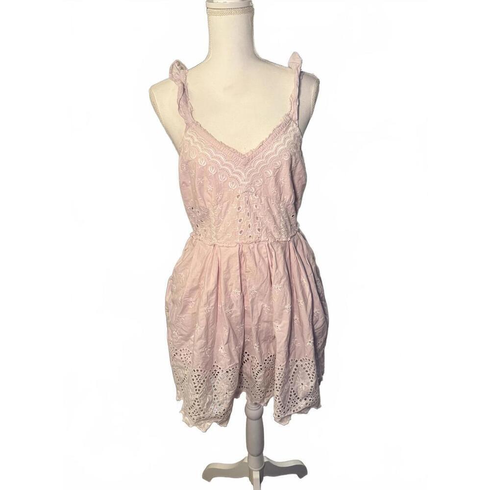 LoveshackFancy Pink Eyelet Lace Summer Dress, Size 6